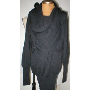 New Womens NWT 4 Italy Designer Dress Wool Long Sleeves 40 Paola Frani Dark Gray